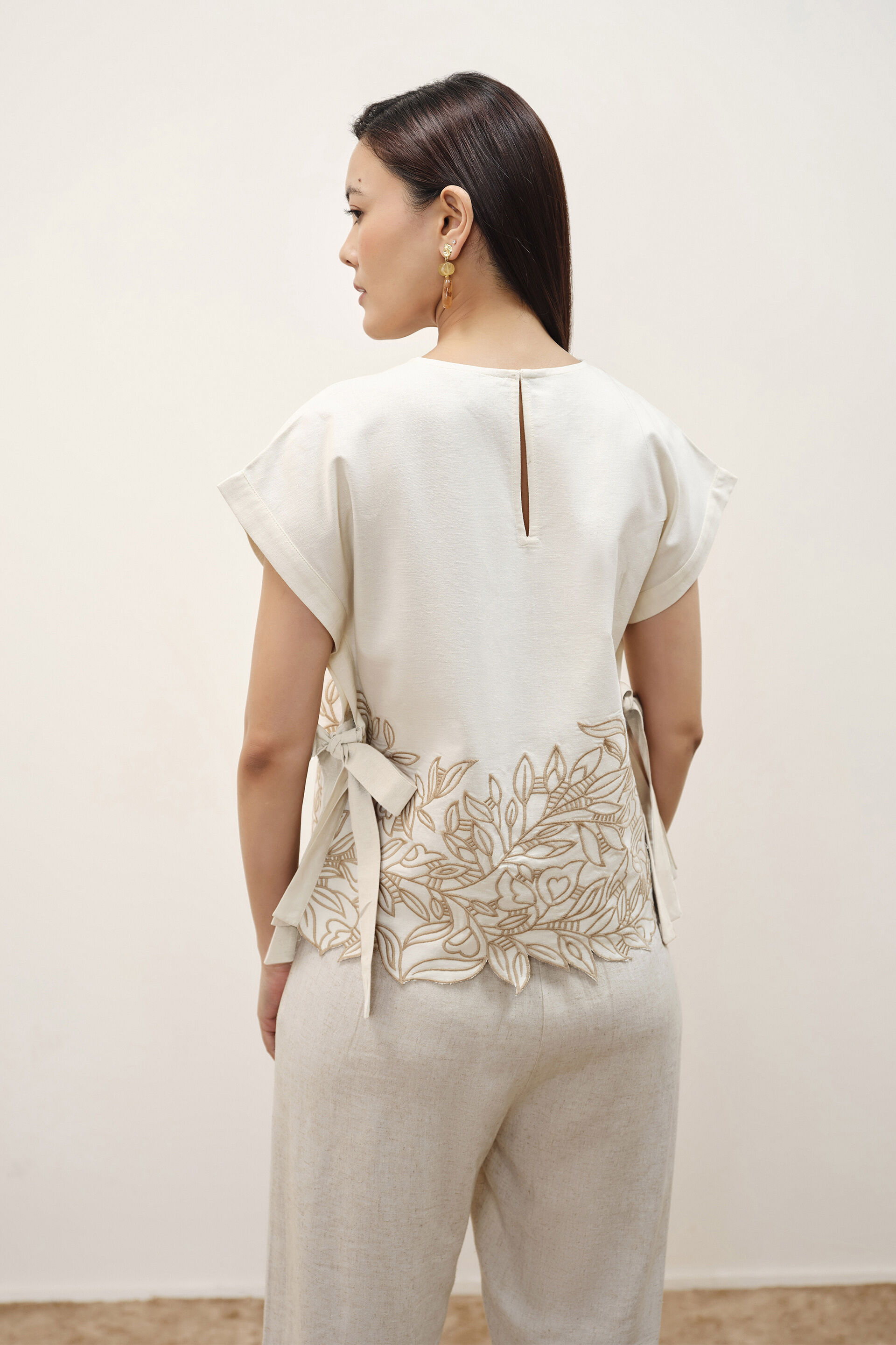 White Cutwork Boxy Top, Off White, image 5